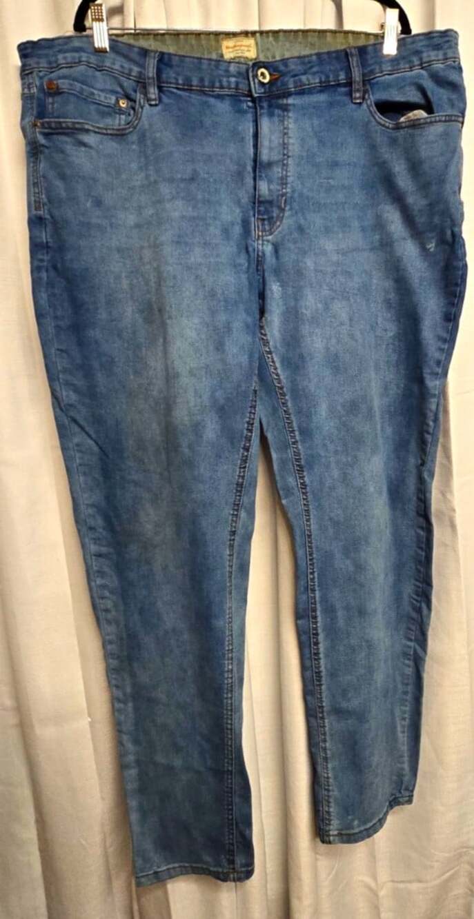 Weatherproof Vintage Men 44X32 Tapered Light Wash Blue Denim Jeans 5-Pocket